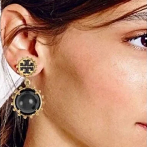 TORY BURCH WINSLOW RED + GOLD DROP EARRINGS - Picture 8 of 8